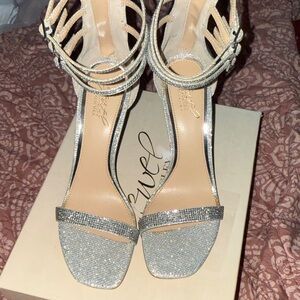 Elegant Silver Strappy Heels
